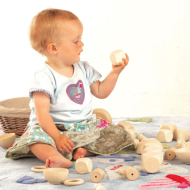 Tickit natuurlijke houten schaaltjes, set van 3