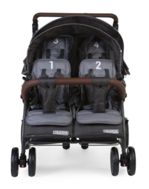 # Quadruple, 4-persoons kinderwagen incl. regenhoes, beschermhoes en automatisch remsysteem