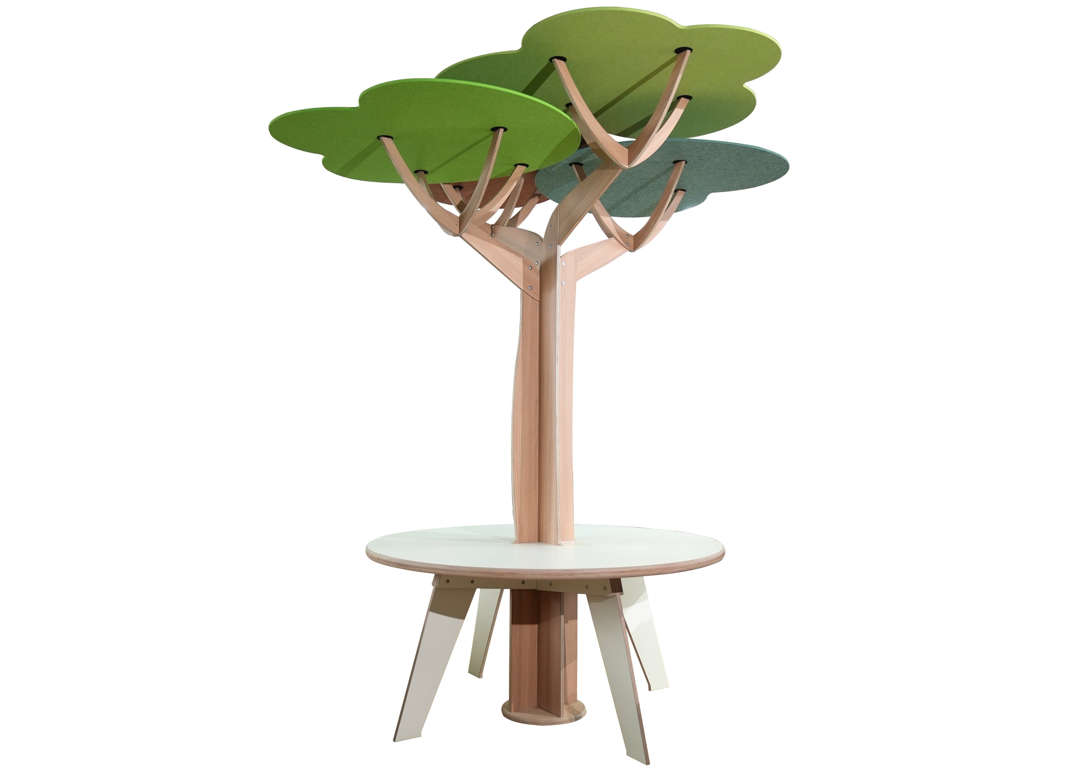 Tafel met boom en akoestische bladeren
