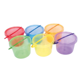 Tickit doorschijnende kleuren emmers, set van 6