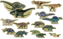 Houten figuren: Dinosaurussen, dubbelzijdig bedrukt