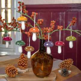 Hanger Paddenstoel Indian Summer medium, 8 stuks ass.  Fairtrade