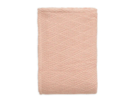 Deken 100x150cm river knit pale pink/coral fleece