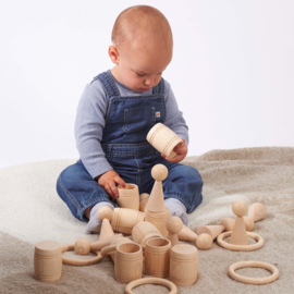 Tickit natuurlijke houten tonnen, set van 10