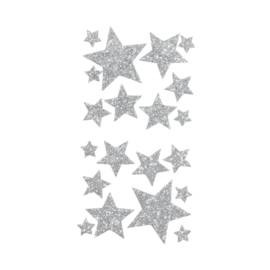 Foam glitterstickers Sterren goud en zilver