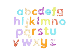 Glitter letters regenboog, 26 stuks