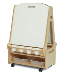 Dubbelzijdige schildersezel met opbergtrolley