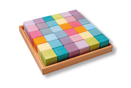 Grimms vierkante blokkenset 36-delig pastel