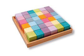 Grimm’s vierkante blokkenset 36-delig pastel