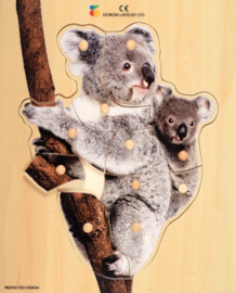 Houten puzzel, realistische koala met jong