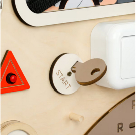 Activiteiten wandbord taupe/beige tinten Bus