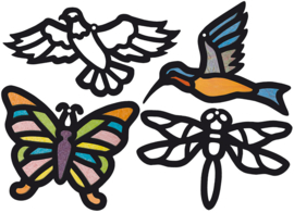 Glasraam vogels en vlinders