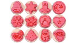 Kerststempels met stempelkussens, 24-delig