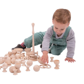 Tickit natuurlijke houten ringen, set van 10