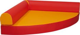 Kwartcirkel relaxeiland kunstleer, geel / rood
