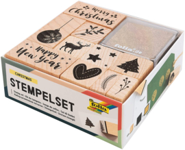 Houten stempelset, kerstmis