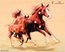 Houten puzzel, realistisch paard en veulen