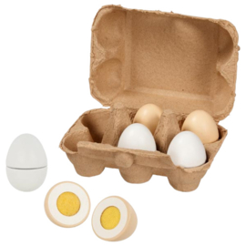 Eieren met klittenband in eierdoos, 6 stuks