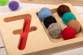Tactiele nummer trays 1-9 van hout