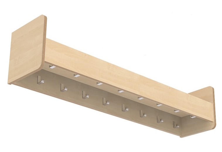 Kapstok legplank 140cm 16 haken