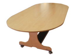 Verrijdbare tafel ovaal 180  x 120 cm, berken