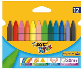 Waskrijtjes Bic Kids Plastidecor Triangle, 12 stuks