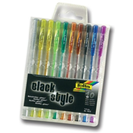 Gelpen glitter, 10 stuks assorti