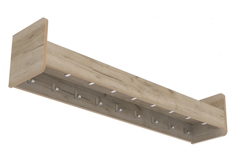 Kapstok legplank 150cm 17 haken