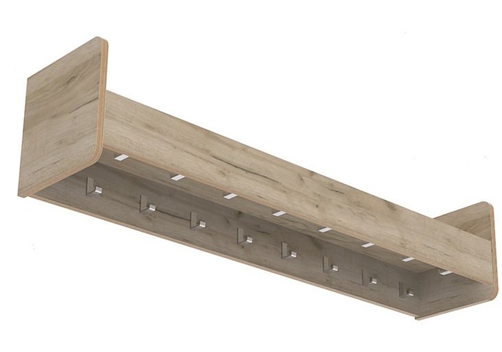 Kapstok legplank 140cm 16 haken