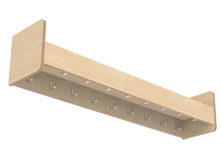 Kapstok legplank 150cm 17 haken