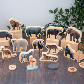 Houten blokken Wilde dieren, 15 stuks