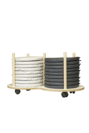 # Verrijdbare trolley met 18 zitkussens
