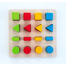 Sorteerbord geometrische kleur / grootte rubberhout