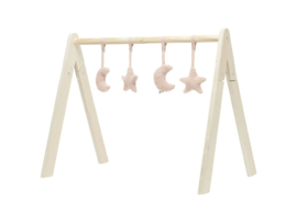 Houten babygym Moon pale pink
