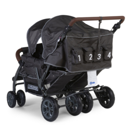 # Quadruple, 4-persoons kinderwagen incl. regenhoes, beschermhoes en automatisch remsysteem