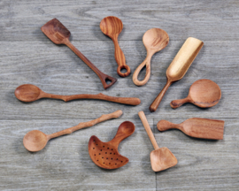 Unieke houten lepelset, 10-delig