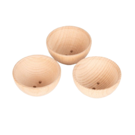 Tickit natuurlijke houten schaaltjes, set van 3