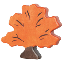 Houten herfst tafereel, bomen en paddenstoel