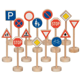 Houten verkeersborden, 24 stuks