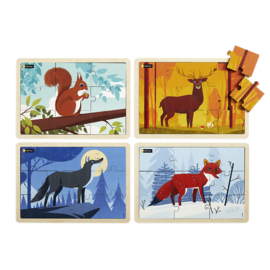 Puzzel dieren uit het bos, set van 4