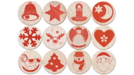 Kerststempels met stempelkussens, 24-delig