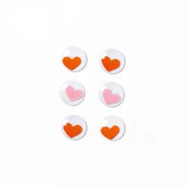 Wiebeloogjes met hartjes, doorsnee 30 mm, 6 stuks