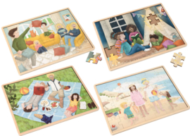 Houten puzzel diversiteit, 4-delig