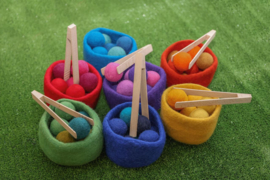 Houten pincetten, 6 stuks