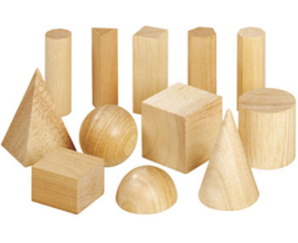 Houten geometrische vormen set, 12-delig