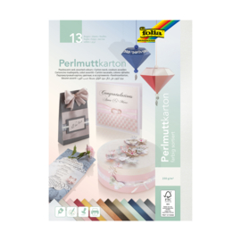 Parelmoer papier 250 gr. 50 x 70 cm 13 vel ass.