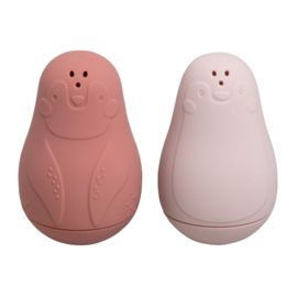 Set van 2 tuimel pinguïns - red/oud roze