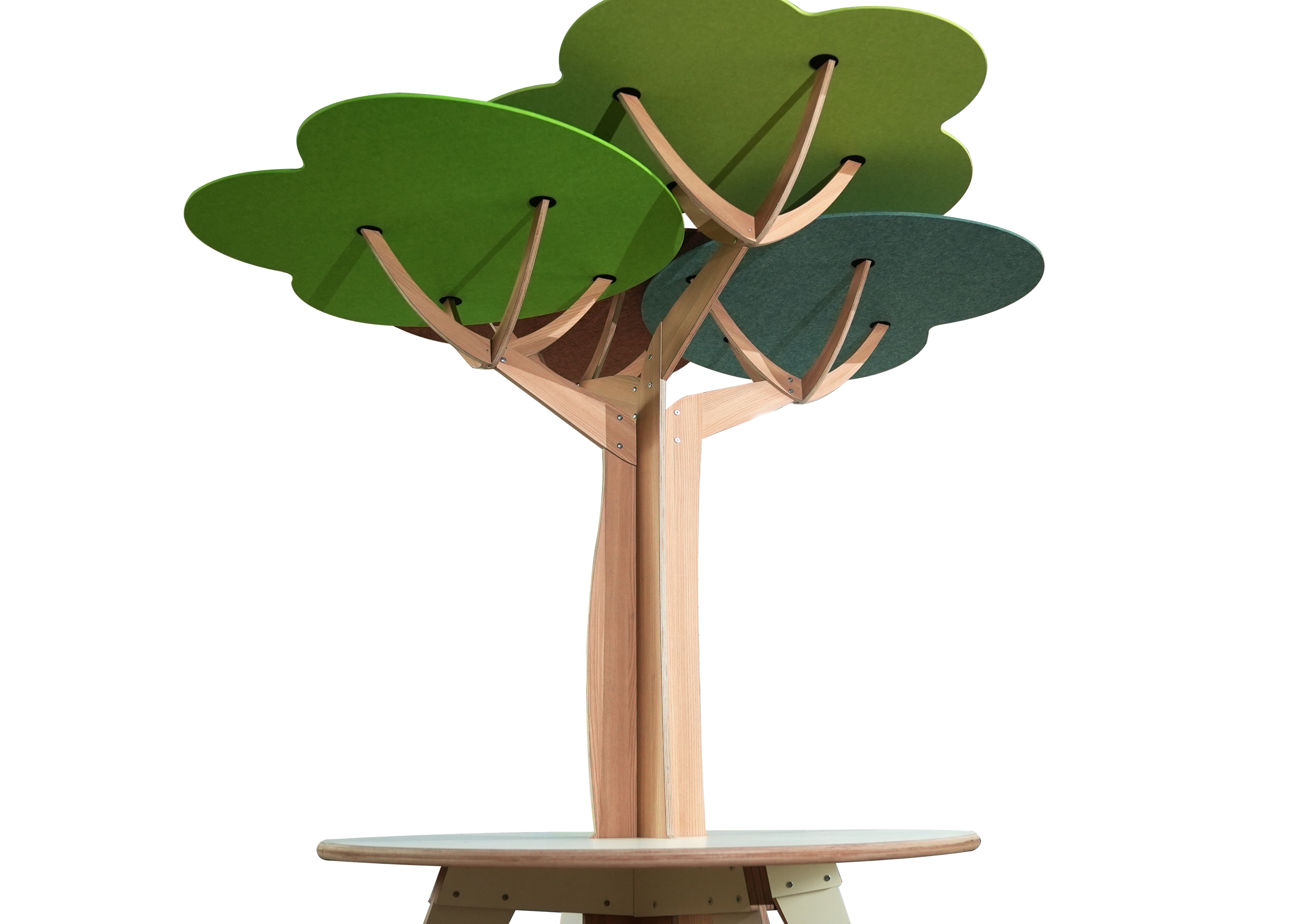 Tafel met boom en akoestische bladeren