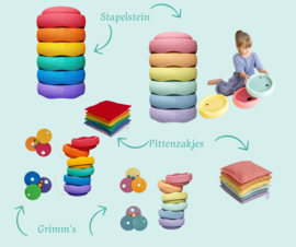 Grimms x Stapelstein Rollende schijven, pastel kleuren