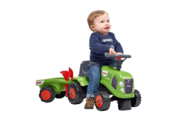 Falk Claas looptractor met aanhanger en acc.